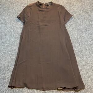 BANANA REPUBLIC Satin Trapeze Knee length Dress Espresso Brown Womens Small